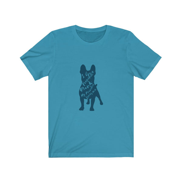 I love my frenchie and my frenchie loves me shirt.  If you're looking for the perfect french bulldog shirt for your frenchie, this is it!