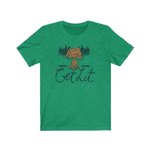 Let's Get Lit and go Camping in this Hilariously Awesome Funny Camping Shirt.  Get Lit This Summer in  your new Camping T Shirt